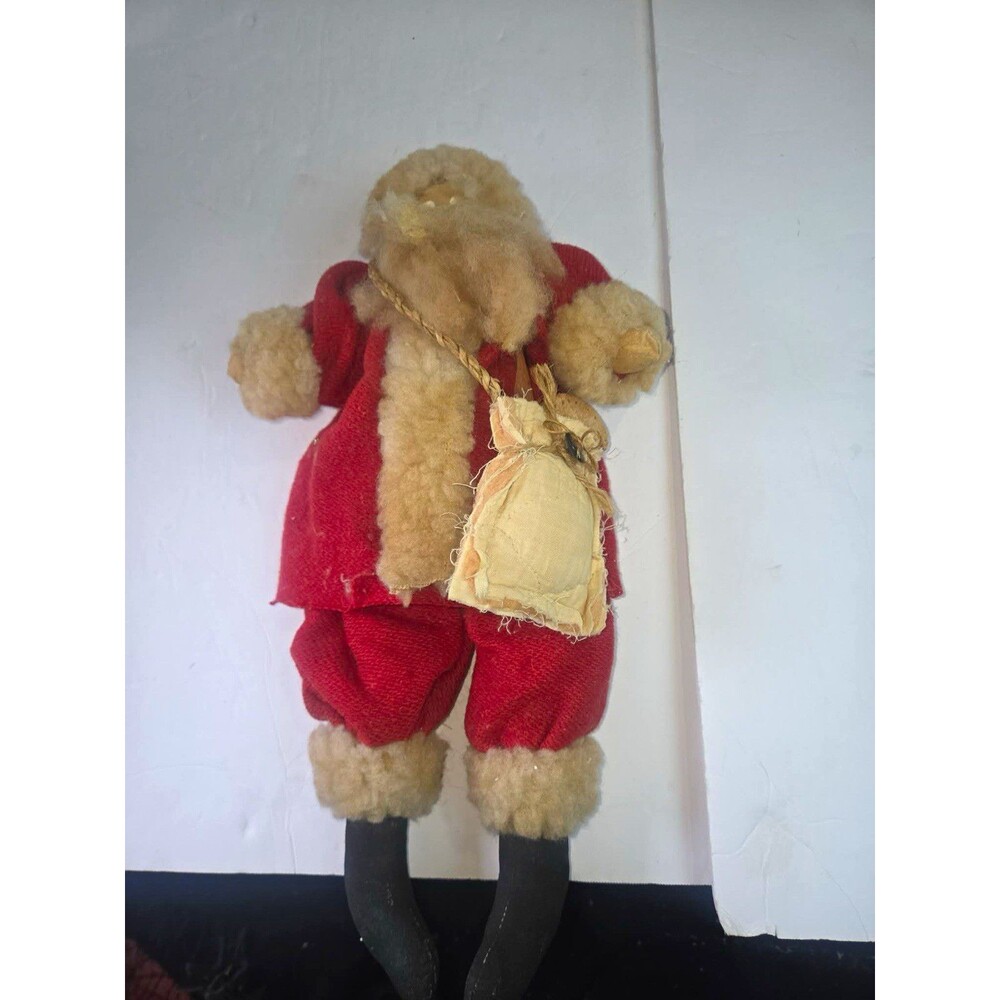 Santa Claus Fabric Figurine Vintage Red Outfit Christmas